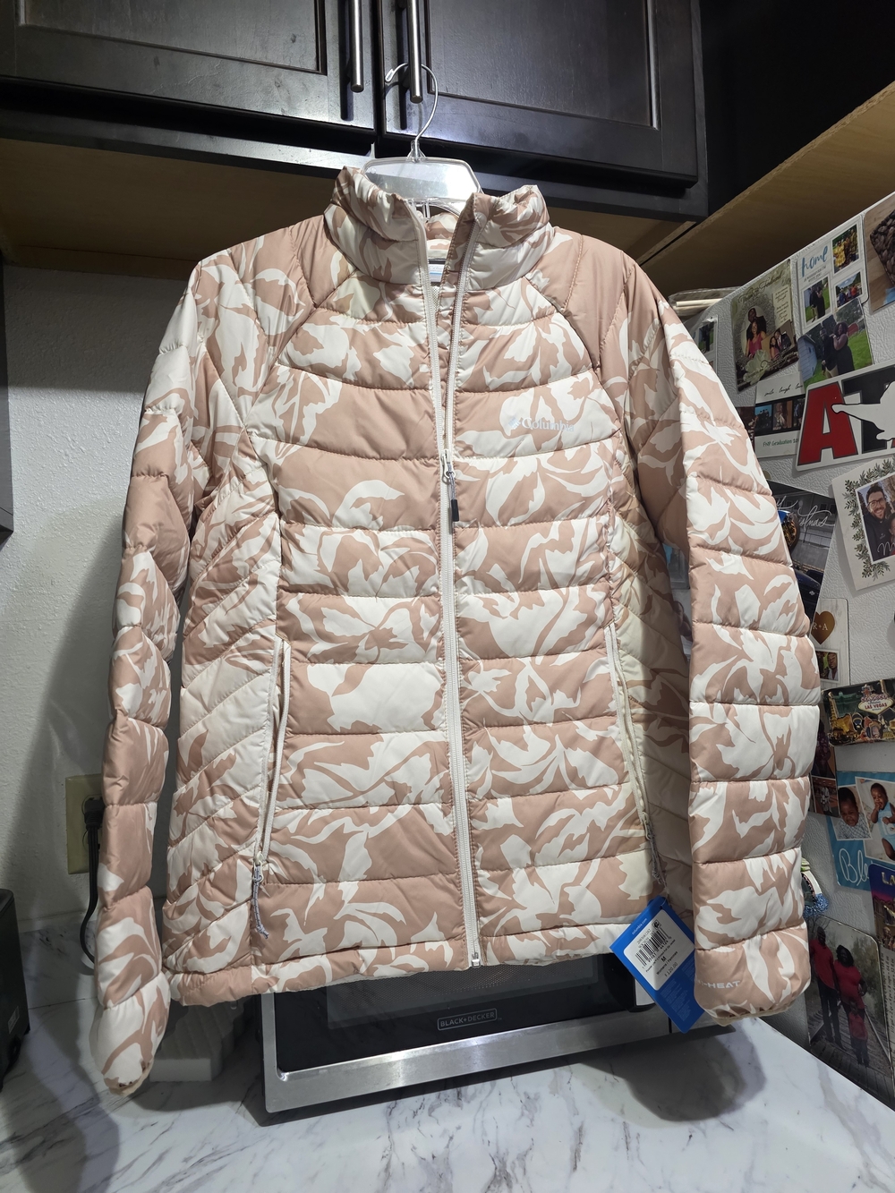 Columbia Floral Quilted Puffer Jacket - Blush & Cream Ladies Medium